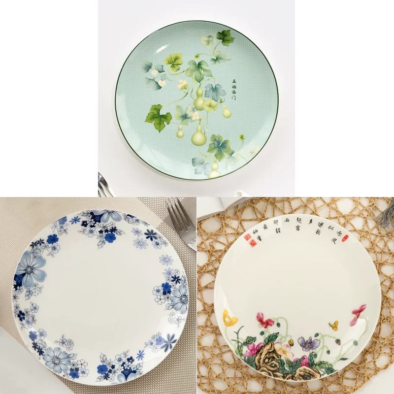 8inch, bone china kitchen plates, Chinese painting design, party chafing dishes, ceramic dishes, dinner plate, sashimi plate