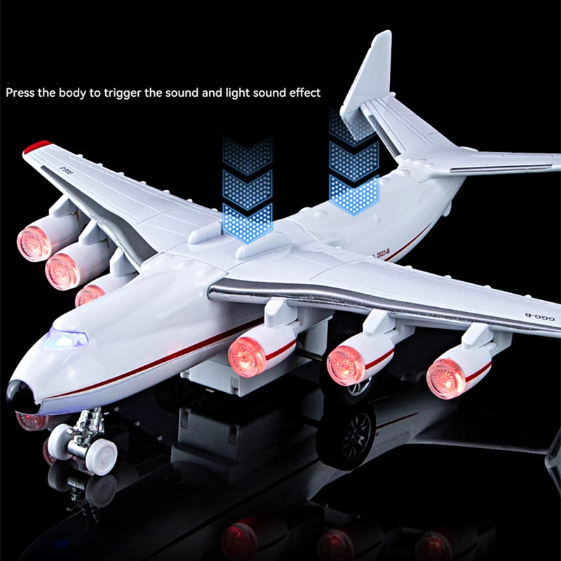 NEW An-225 Mriya Alloy Airplane Model Large Air Transport Aircraft Model Metal Flying Model Simulation Sound and Light Kids Gift