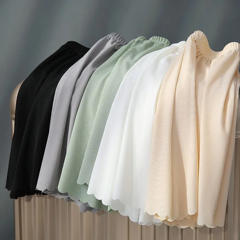 سروال نسائي Se رقيق من الحرير الجليدي فضفاض بوت orts صيفي مضاد للضوء سروال مشي ملابس داخلية مريحة ملابس داخلية بيضاء