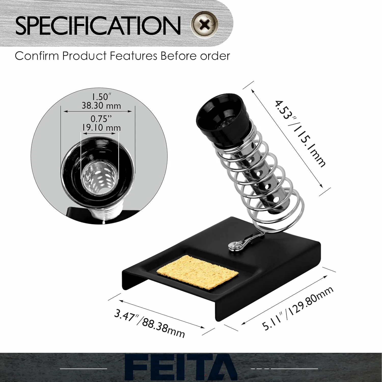 FEITA Soldering Iron Stand Spring Holder Metal Support Station Mini Soldering Iron Frame Generic with Welding Cleaning Sponge