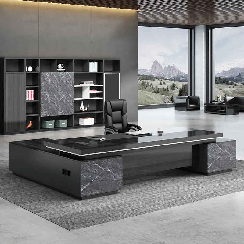 

Office Table Director Commercial Furniture Chair And Table Boss Office Black Executive Modern L Shaped Desk Table Bureau