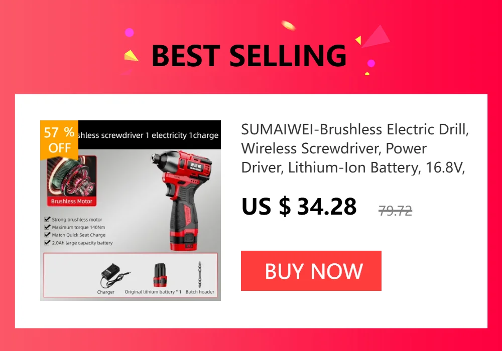 NANWEI 16.8V Brushless Electric Drill Cordless 55N.m Torque Li-ion Battery Screwdriver Power Tools for Home Improvement