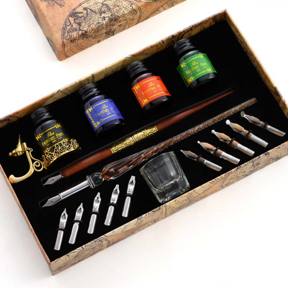 Stylish Glass Dip Pen Set Starry Sky Design Calligraphy Writing Instrument Unique Stationery Gift For Home Schooling