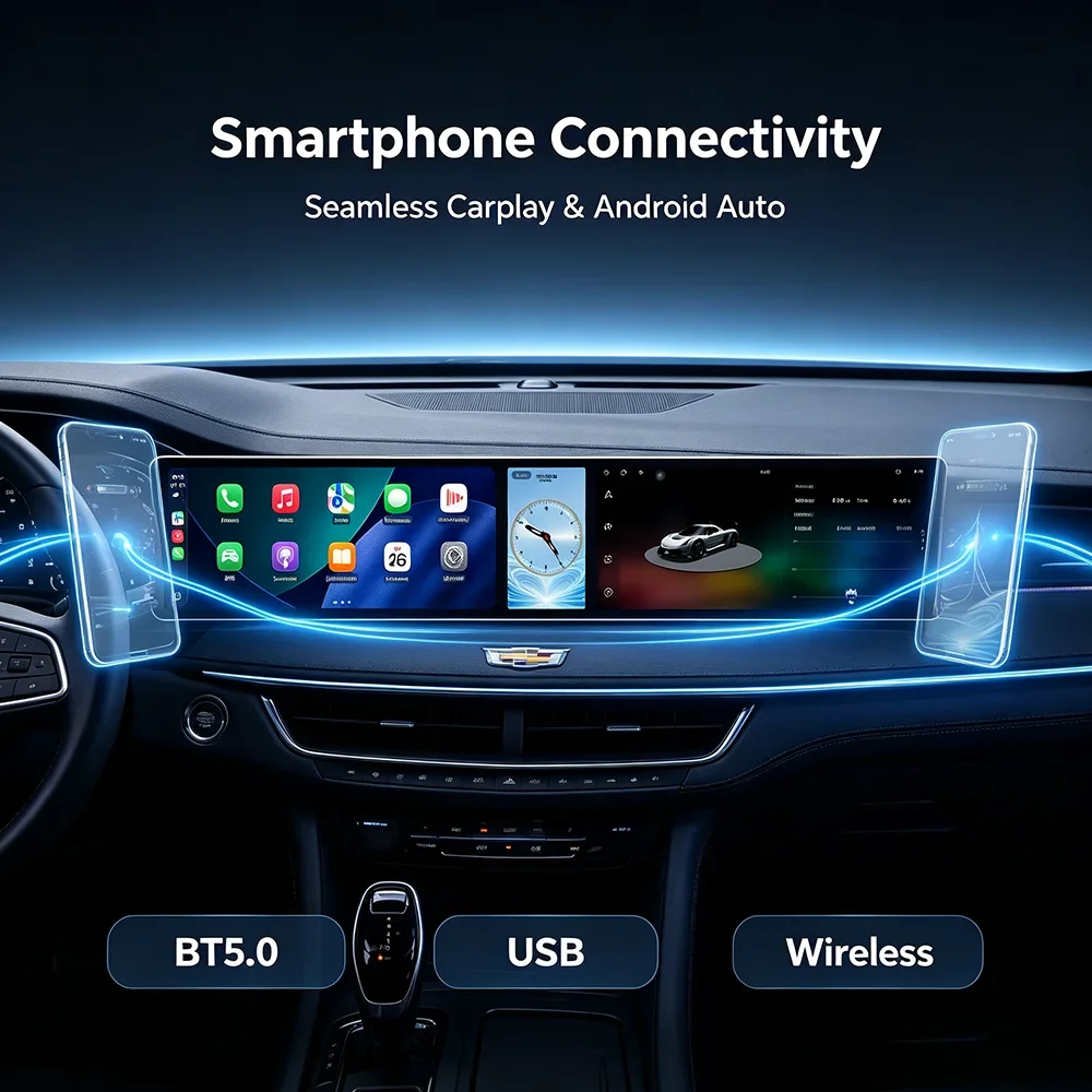 2026 Triple Screen Android 15 Head Unit For Toyota HiAce H300 2019 Wireless CarPlay Android Auto GPS Navi Multimedia Infotainmen