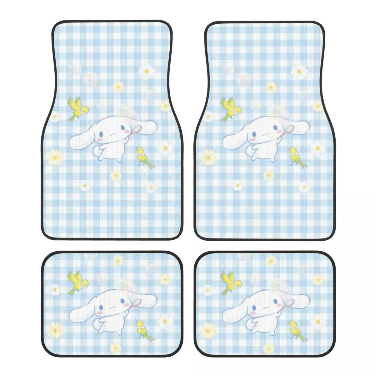 

Cinnamoroll Kawaii автомобильные коврики с героями мультфильмов, набор из 4 противоскользящих универсальных автомобильных напольных ковриков, подходящих для средних грузовиков