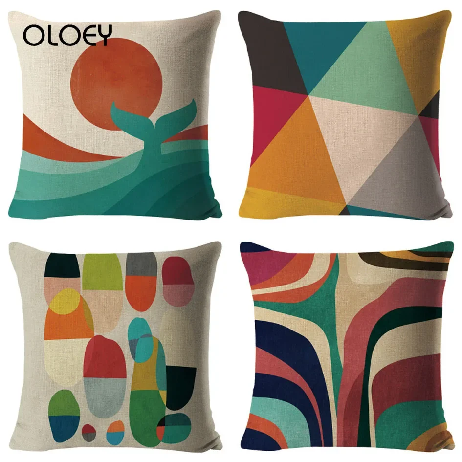 

Landscape Geometric Pillowcase Office Waist Pillow Car Pillowcase Linen Pillowcase Home Decoration Soft Comfortable .