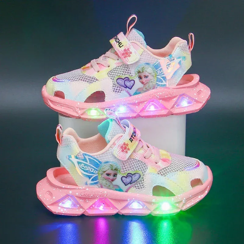 

Frozen Elsa Children's Summer New Sweet and Cute Creative Cool Cartoon Pattern Ultra-clear Soft-soled Anti-slip Sports Sandals