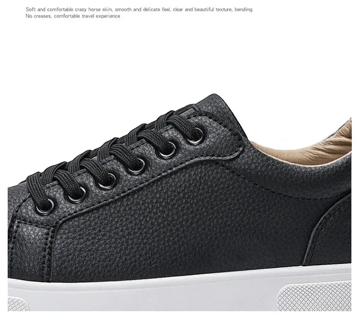 Schlichte weiße Low-Top-Sneaker aus Kunstleder für Herren, Schnürschuhe, minimalistische Skate-Schuhe, Herren-Sneaker aus Kunstleder, rutschfeste Schuhe – Detail 7