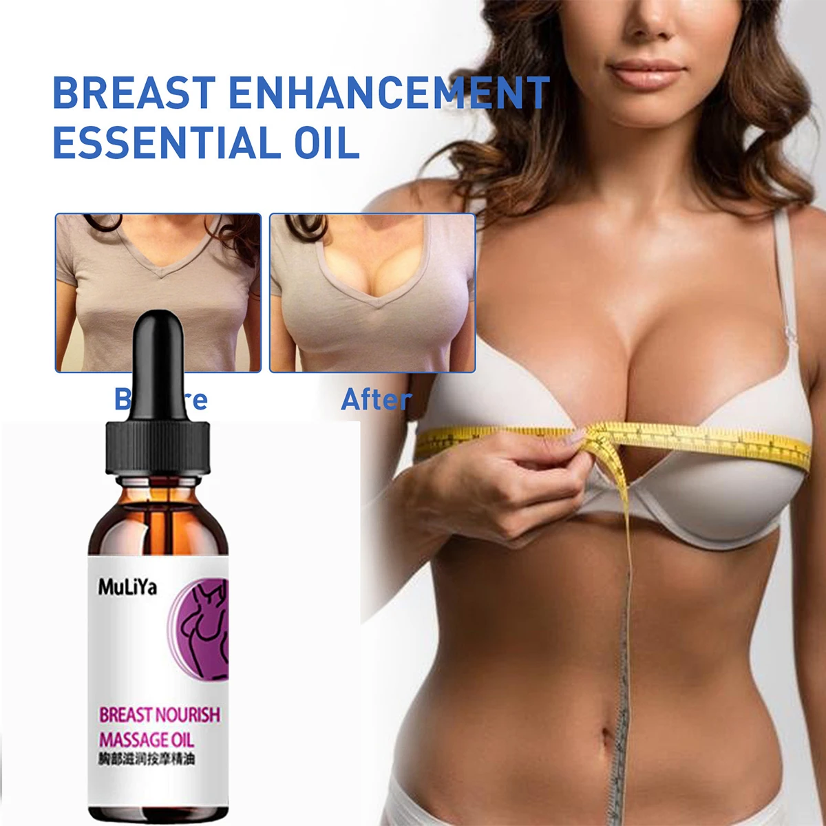 YRFKT Breast Enlargement Oil Essence Enlarged Chest Massage Essential Oil Loss Weight Effective Full Elasticity C