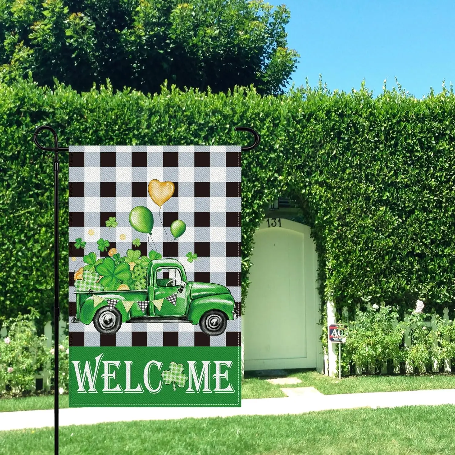 Welcome Spring Truck Garden Flag Double Sided Welcome Garden Flag Buffalo Plaid Truck Yard Sign for Farmhouse Holiday Outdoo SSL