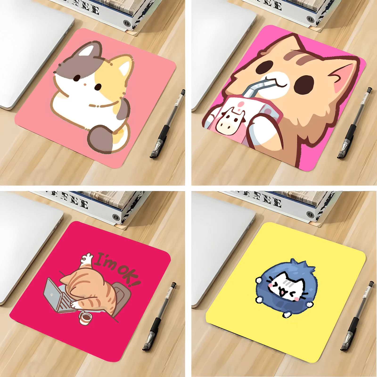 

Cute Cat Mouse Pad - Small Office Desk Mat, Mini Non-Slip Mousepad for Laptop, Home Decor Computer Accessory