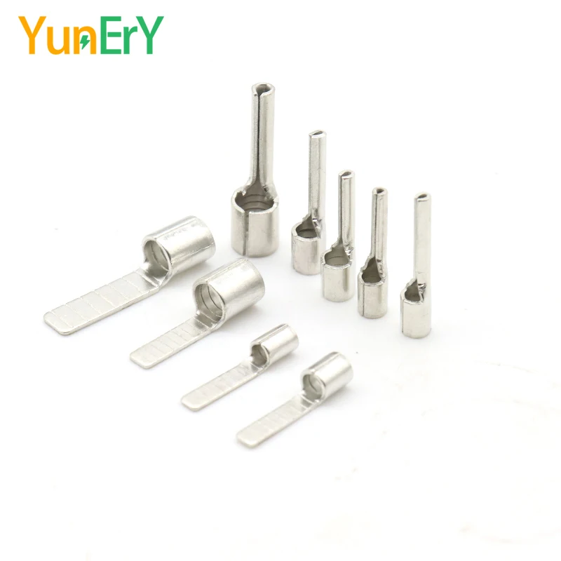 100PCS 1/2/5mm² PCB Connector Crimping Terminals Pin Type Chip Type Terminal Block Brass Tin Plated Terminal Block 22-10 AWG