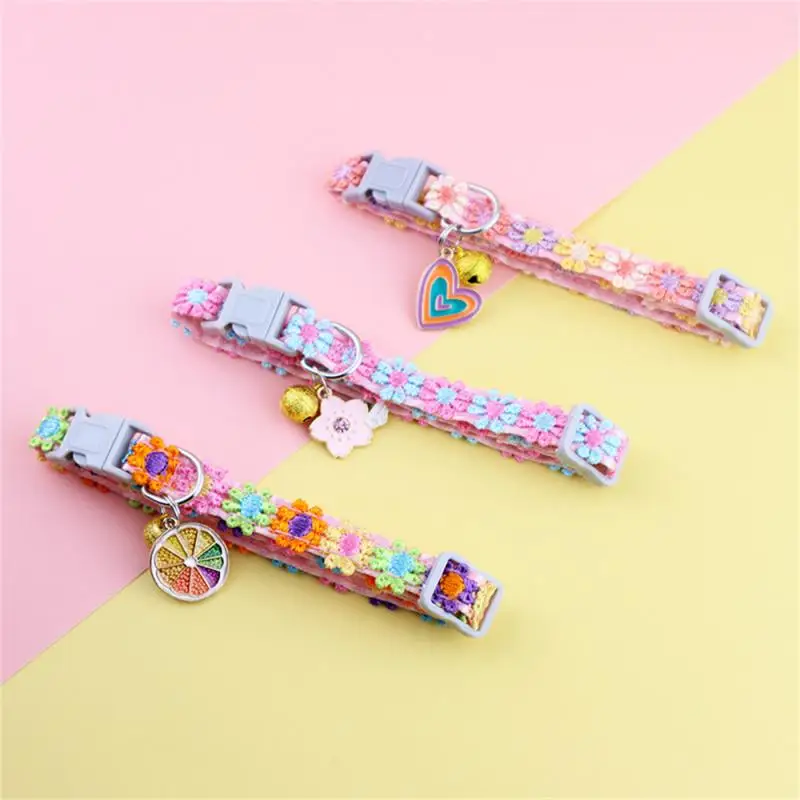 Braided Collar Adjustable Buckle Rainbow Colors Energetic Wear-resistant Dog Collar Colorful Lace Cat Collar Comfortable To Wear