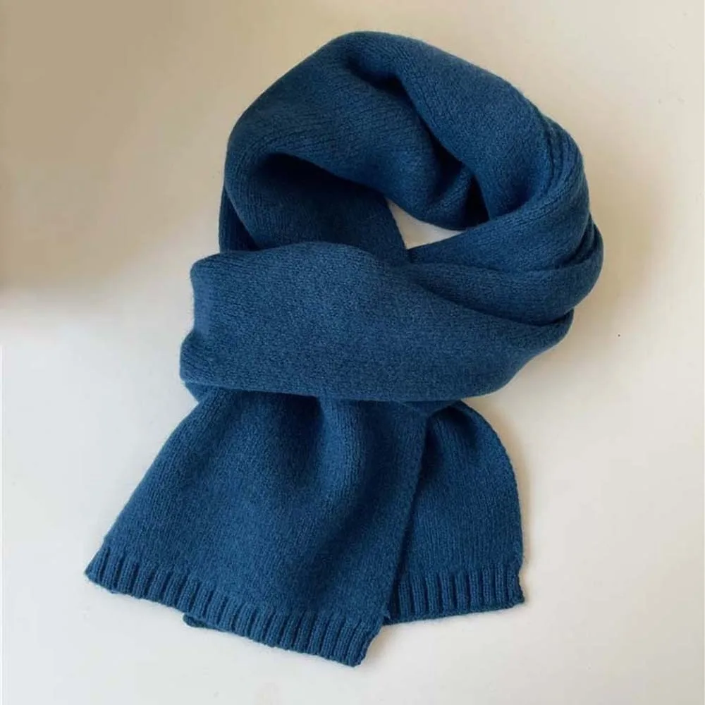 ผ้าพันคอไหมพรมคู่สีพื้น ผ้าพันคอไหมพรมกันลมกันหนาว ผ้าพันคอยาวหนาคลาสสิกอเนกประสงค์ ผ้าพันคอฤดูหนาวสำหรับผู้ชาย