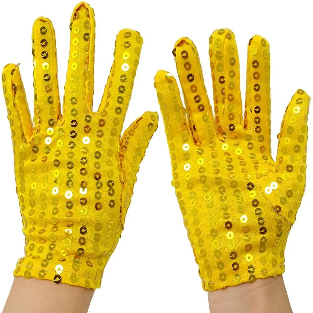 Guantes de Michael Jackson, manoplas brillantes con lentejuelas MJ, Color plateado, azul, rojo, negro y dorado