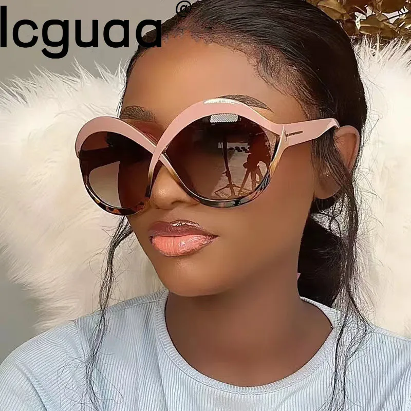 

Luxury Oversized Round Sunglasses Goggle New Brand Designer Women Sun Glasses Trends Punk Shades Eyewear Eyeglasses Oculos