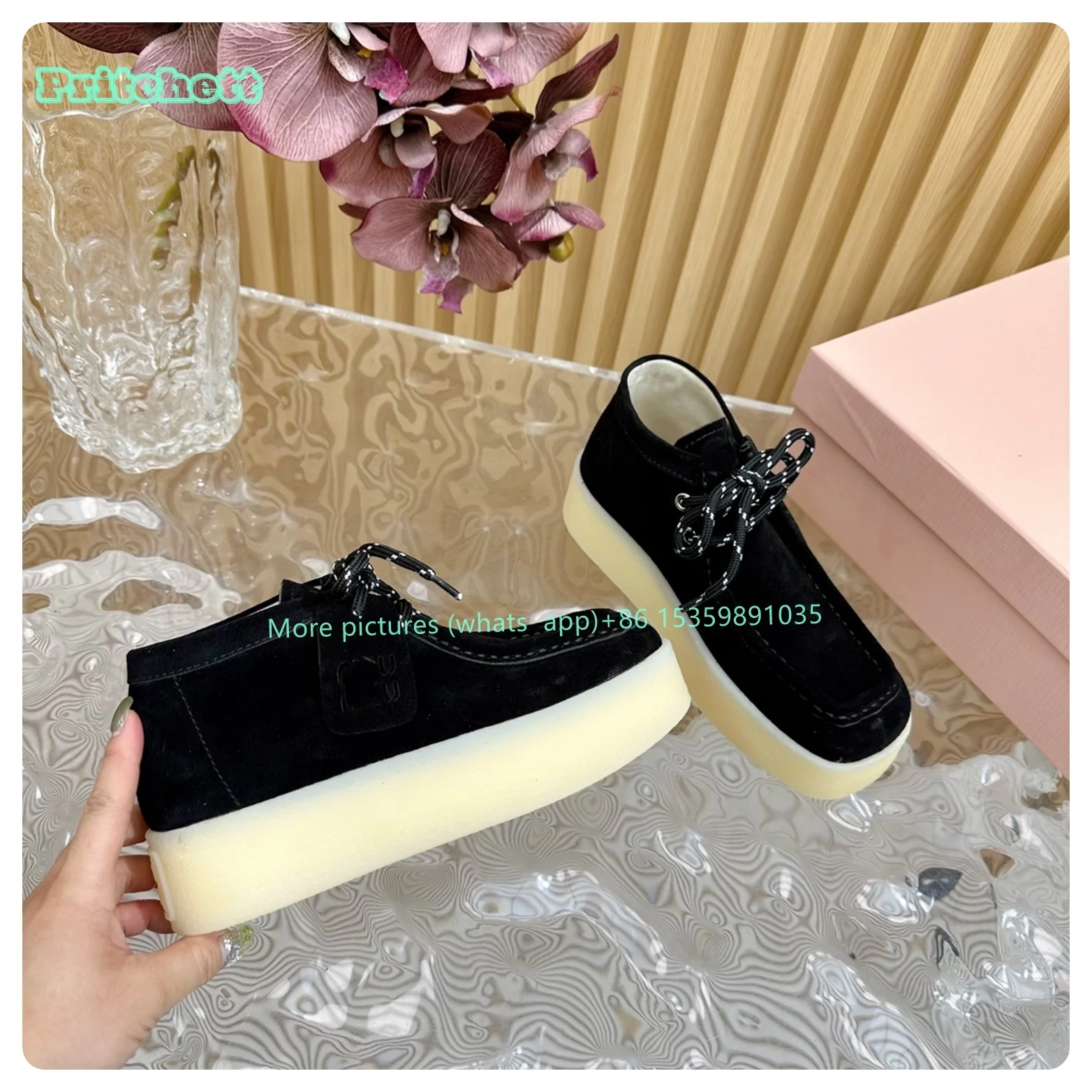 Suede Square Toe Lace-up Platform Height Increasing Casual Shoes Solid New Luxury Casual Women Shoes 2024 Shallow Women