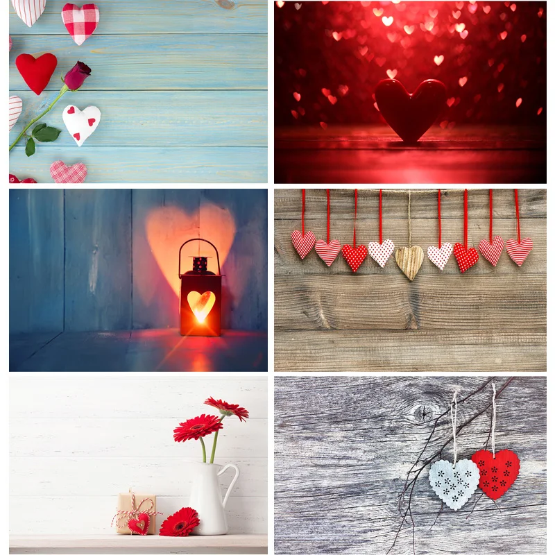 

Vinyl Custom Valentine Day Photography Backdrops Prop Love Heart Rose Wooden Floor Photo Studio Background 211120 QRJJ-03