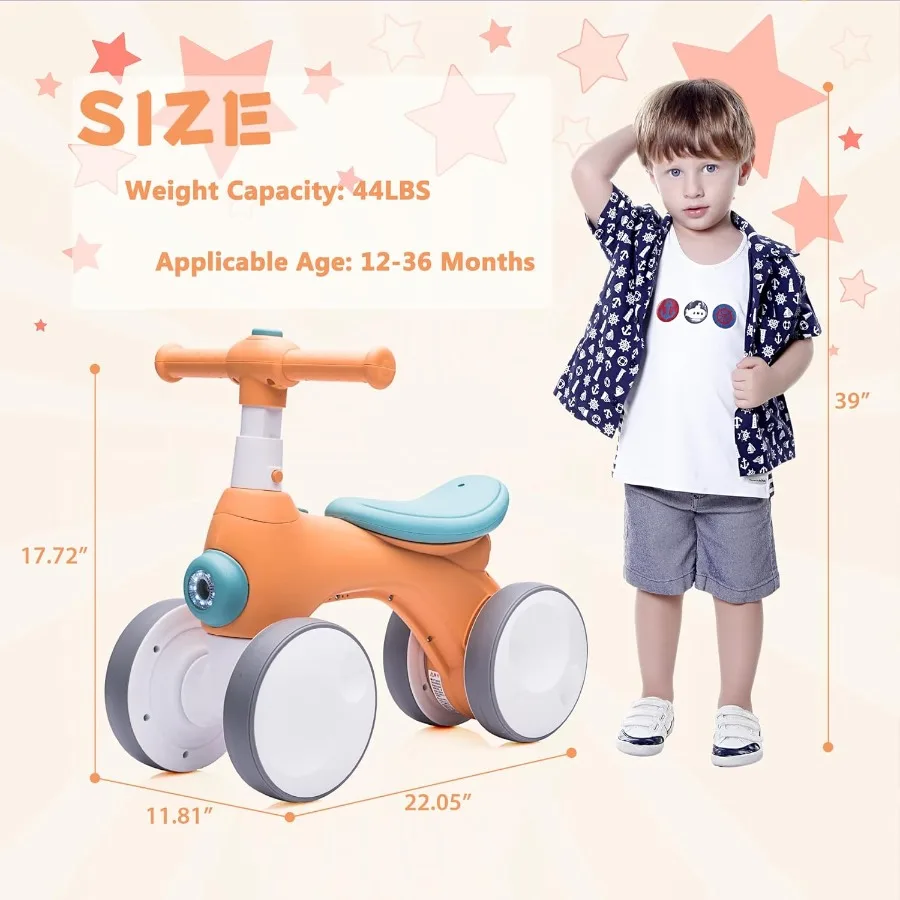 Babyloopfiets 1 jaar oud met muziekverlichting Bubble Machine 4 wielen Pedaalloze peuterrit op speelgoed voor 12-36 maanden Birthda