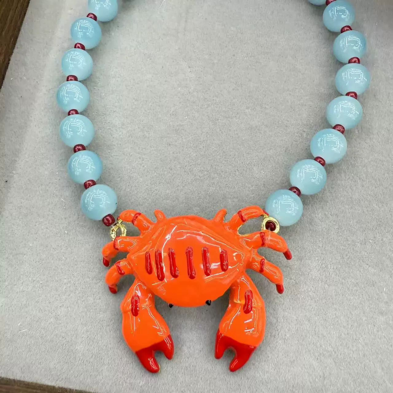 HangZhi Summer Ocean Beach Vacation Colorful Beaded Crab Necklace Bohemian Exaggerated Chunky Jewelry for Women - view 5