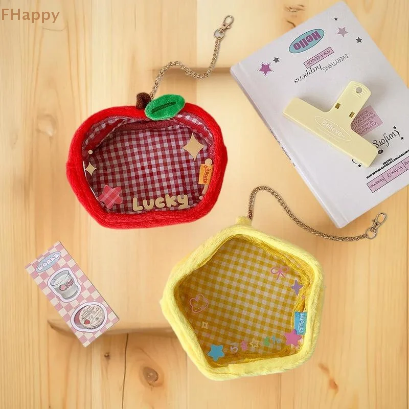 One Chic Apple Star ぬいぐるみ ミニオーガナイザー 収納バッグ、かわいい小銭入れ、透明なおもちゃとキーホルダー財布