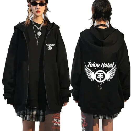 Tokio-Sudadera con capucha para hombre y mujer, ropa de calle con cremallera y estampado de la banda de Rock kelitz, estilo Hip Hop, para Hotel