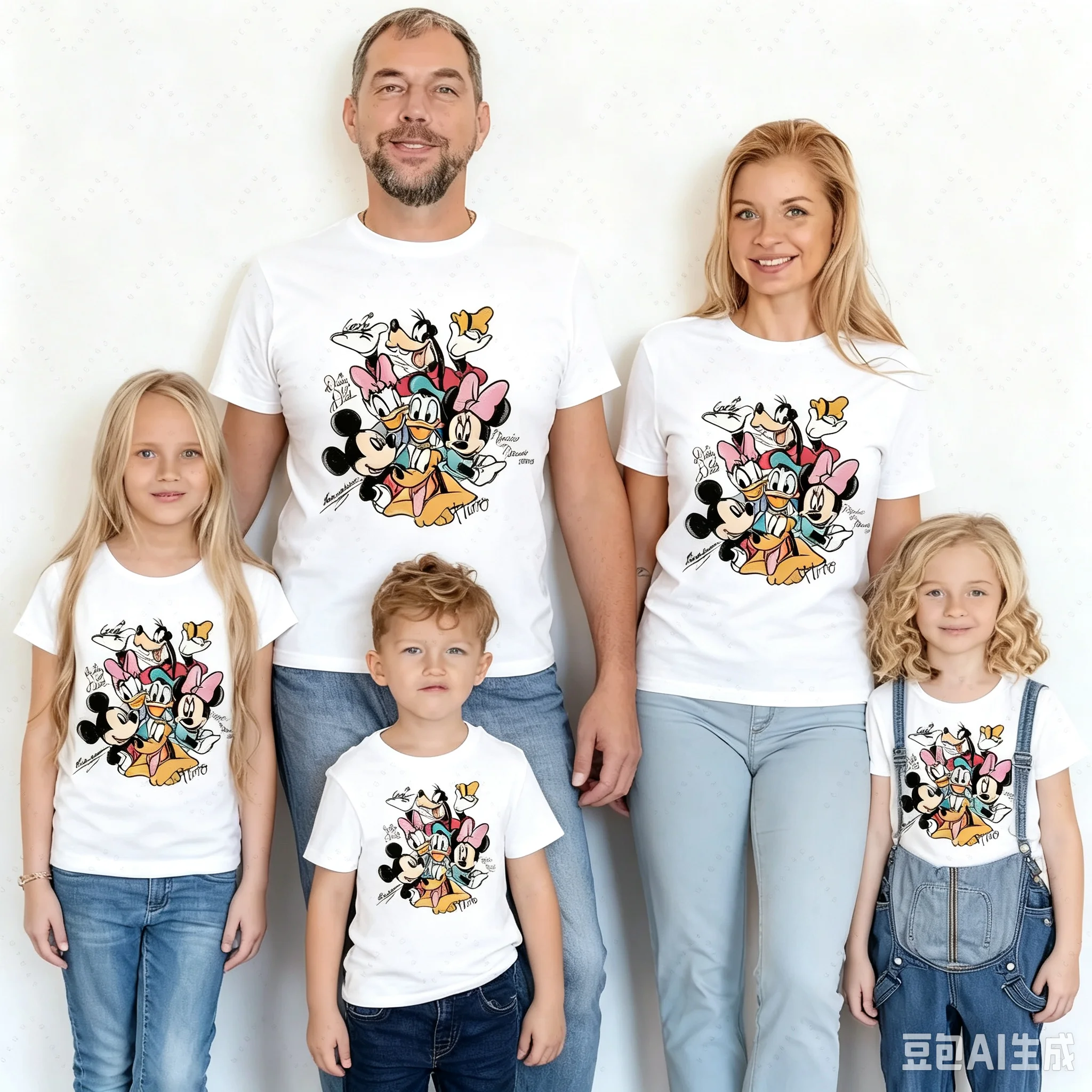 parent-child outfit Cute Mickey Head & Friends Print Parent-Child MatchingTeesSkin-Friendly Cotton Shirts for Family Trip Photo