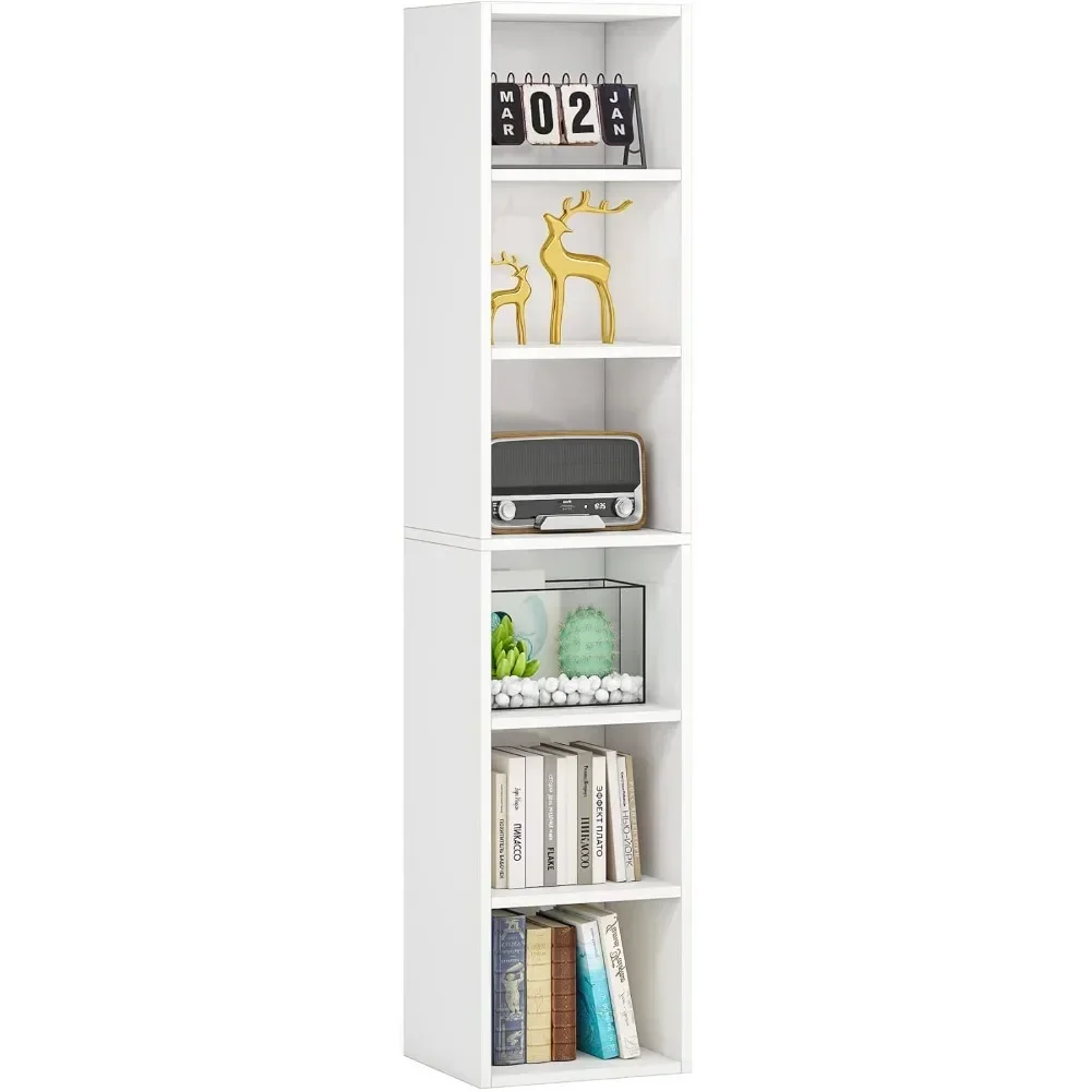 70.9 Inch Tall Narrow Bookcase, Corner Bookshelf 6 Tier Cube Display Shelf Storage Organizer for Small Space