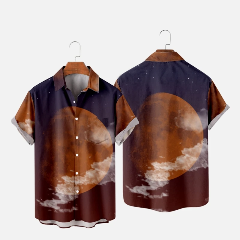 

Men's Fashion Hawaiian Shirts Sky Clouds 3D Print Cozy Casual One Button Shirts Short Sleeve Beach Oversized Clothes 1