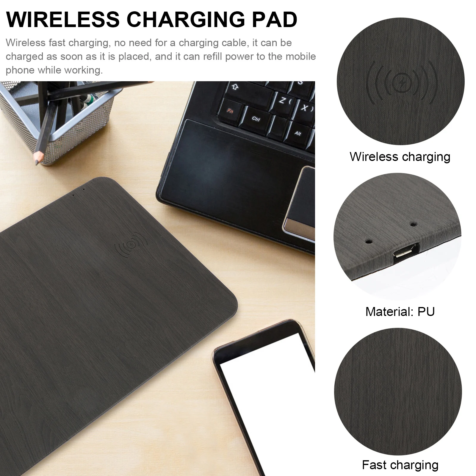 

Wireless Charging Mouse Pad Large Gaming Non Slip Desk Accessories Compact Portable High Performance Reliable Charging While