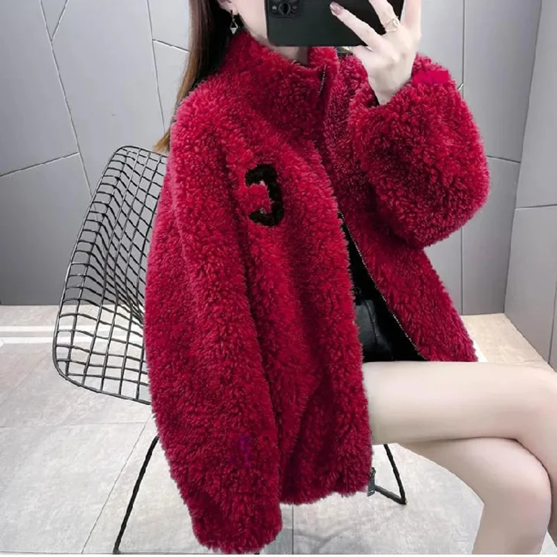 2023 Coat for women in winter plush and thick standing collar for warmth women zippered fleece jacket for women Lamb wool jacket