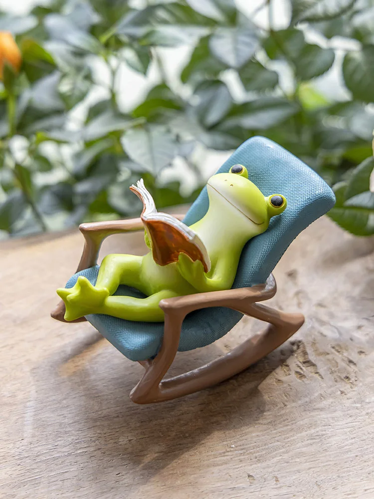 Creative Animal Rocking Chair Decorations, Cute Little Frog, Courtyard Fairy Garden Miniatures, Desktop Resin Home Accessories