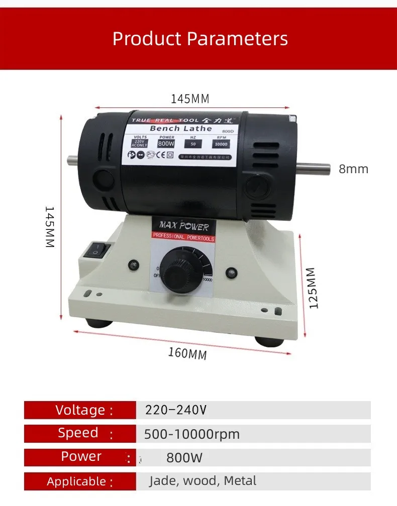 220V 800W High-Power Bench Grinder Electric Eoodworking Jade Carving Polishing machine Grinder 0.3-4mm Flexible Shaft Handle