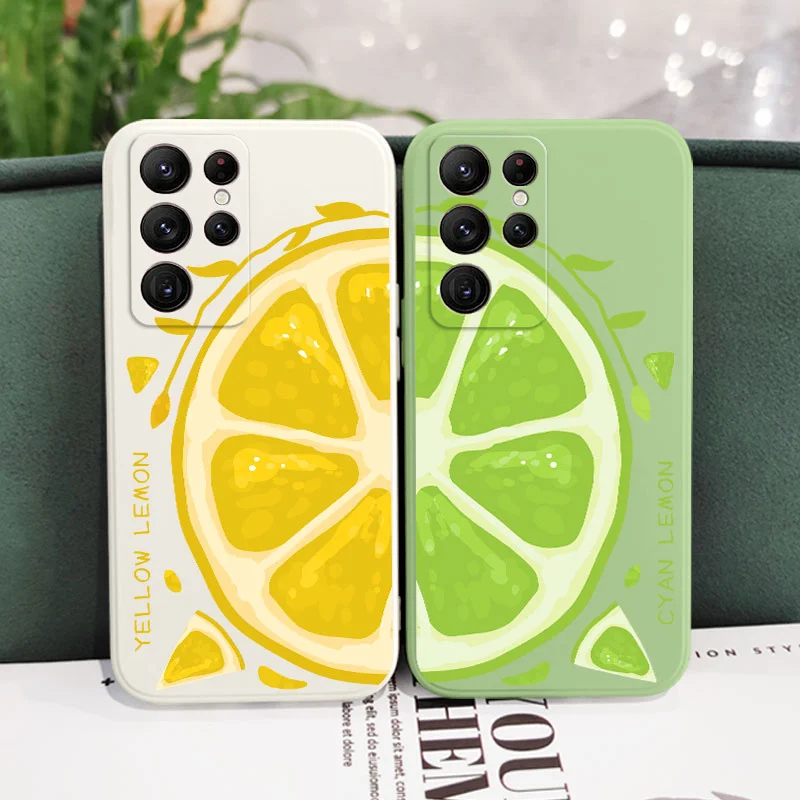 Fresh Lemon Phone Case For Samsung Galaxy S25 S24 S23 S22 S21 S20 Ultra Plus FE S10 S9 S10E Note 20 ultra 10 9 Plus Cover