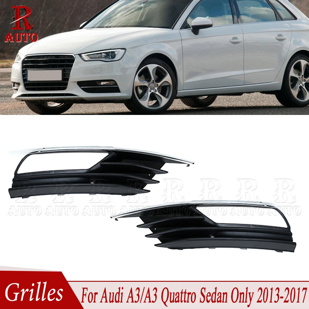 Amortecedor dianteiro do carro luz de nevoeiro capa grade da lâmpada nevoeiro para audi a3 quattro sedan 2013 2014 2015 2016 2017 8v5807681a 8v5807682a