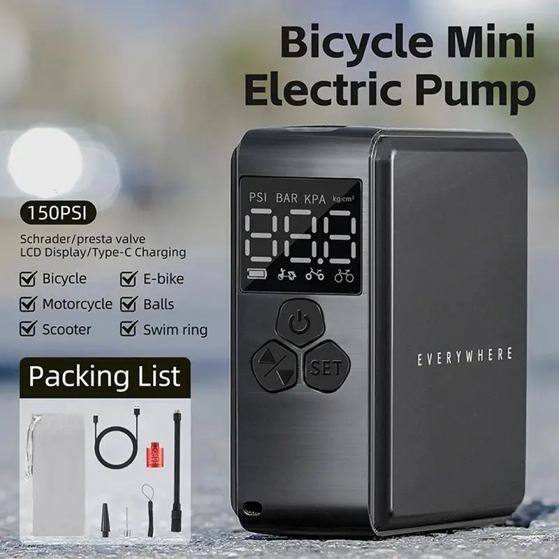 

Mini Electric Bike Pump Mini Air Compressor Bike Pump Portable Air Compressor for Bike Tires Cordless Air Pump Bicycle Tire Pump