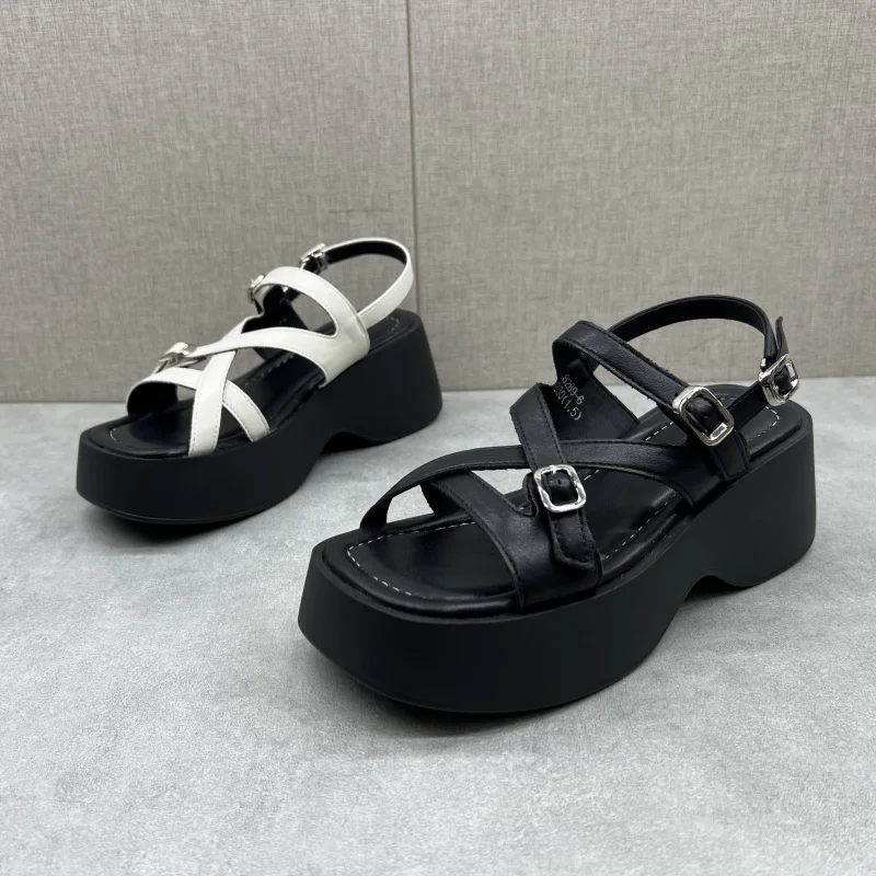 

Удобные женские сандалии Thi Bot из воловьей кожи, весна 2024, повседневная одежда с открытым носком и перекрестным ремешком Faion, повседневная одежда Ladies oes