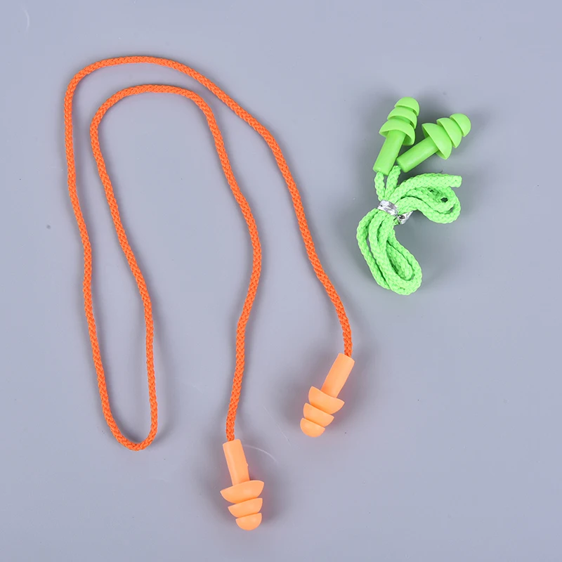 1PC Silicone Ear Plugs Sleep Earplugs Noise Reduction Swimming Earplugs With Rope Box-packed Comfortable Earplugs