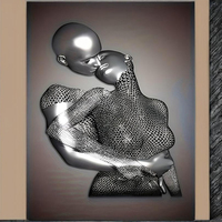 Modern Metal Sculpture Huge Canvas Painting Love Theme Wall Art for Bedroom Living Room Office Decoration 1PC Unframed