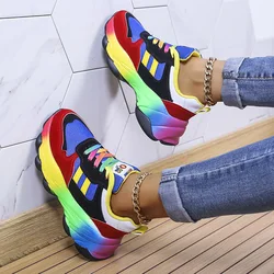 Women Sport Shoes Fashion Platform Sneakers Ladies Spring Winter Flats Running Shoes Woman Colour Lace Up Shoes Zapatos De Mujer