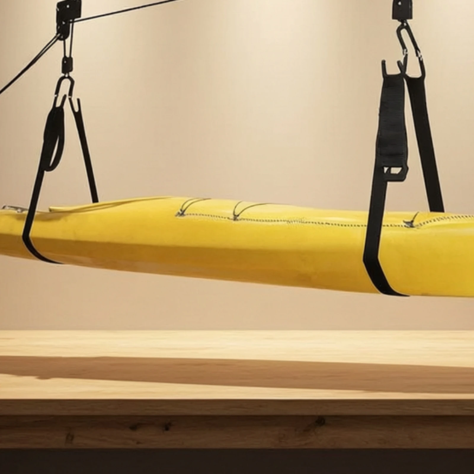 Ceiling-Mounted Kayak Hoist Space-Saving Steel Kayak Hoist with Mounting Brackets Overhead Pulley System Heavy-Duty Adjustable