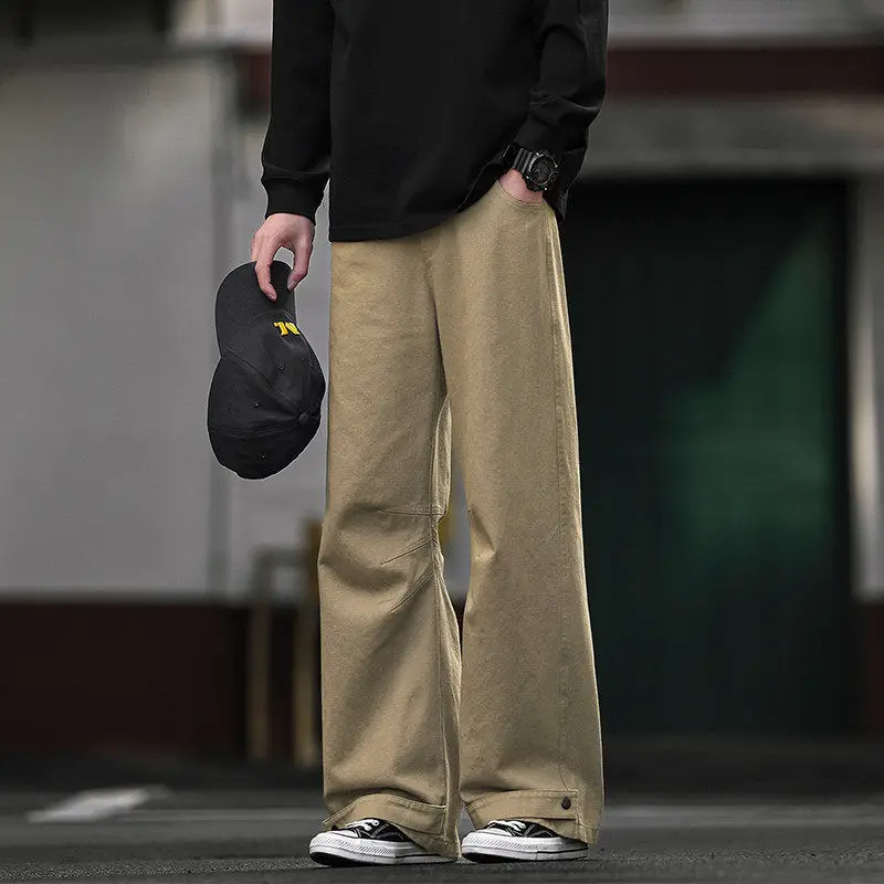 

Мужские брюки-карго в стиле ретро, прямые, свободные, повседневные, цвет хаки, для работы, весна-осень