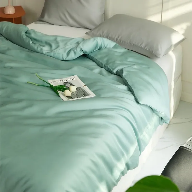 Light luxury 60 Lenzing Tencel single quilt cover can sleep naked in summer, ice silk single sheet