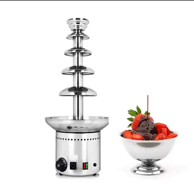 Commercial 4 5 6-Layer Manual Chocolate Fountain Machine Spray Tower For Buffet Fire Boiler In Restaurants Digital Display Panel