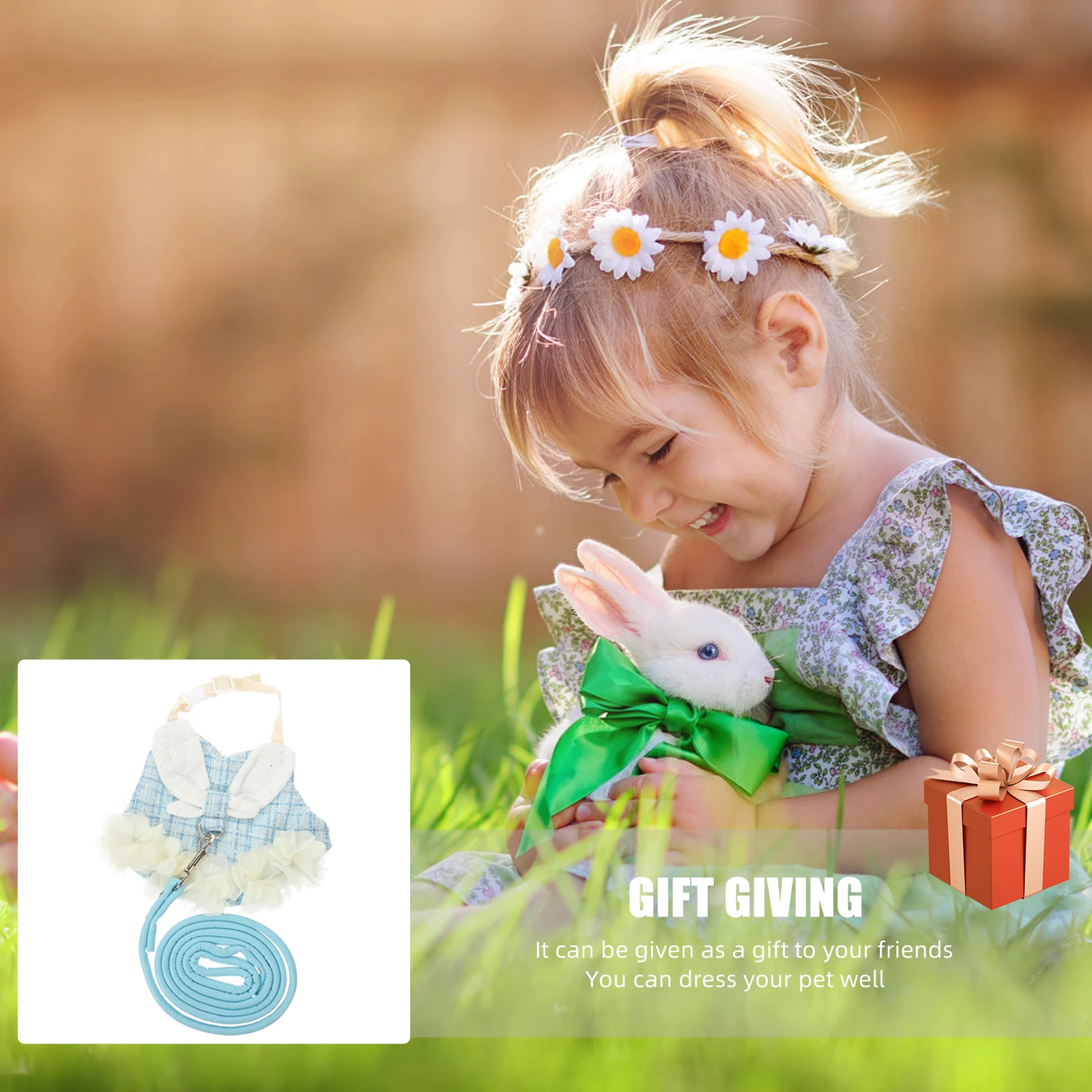 

1Set Rabbit Costume Adorable Pet Dress Sleeveless Design Comfortable Breathable Cotton Material Party Holiday Decor