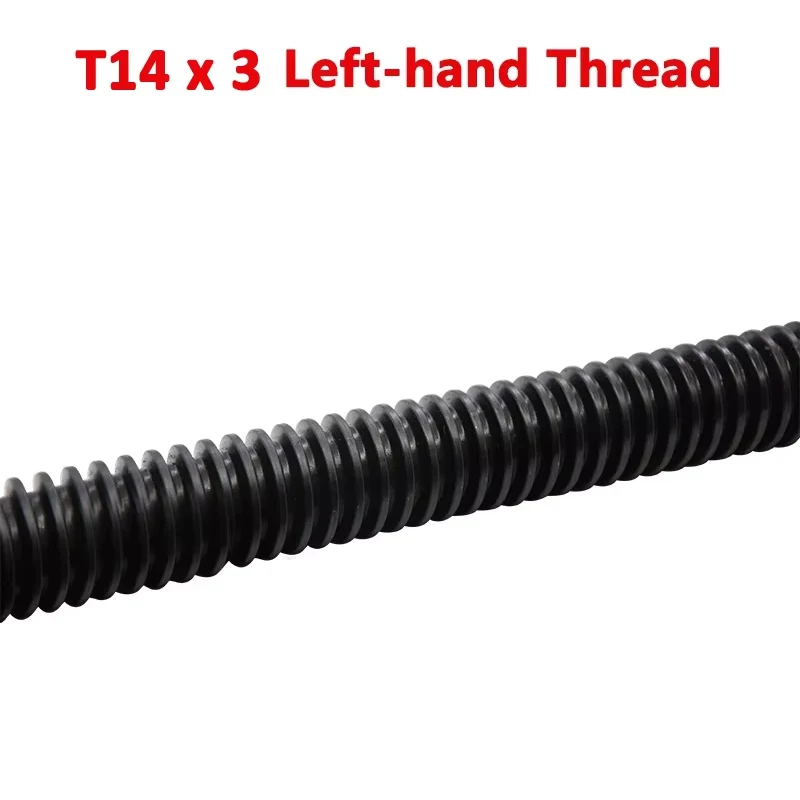 T14 Left Hand Thread Lead Screw Trapezoidal Rod Pitch 3mm Length 500mm with Brass Square Nut