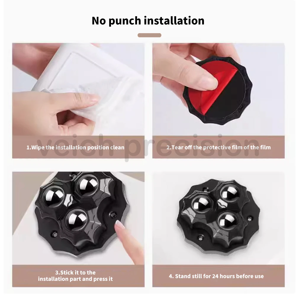 Silent Mini Universal Casters - Self-Adhesive Furniture Plastic Trolley Wheels Ball Transfer Wheels with Single/Triple Balls