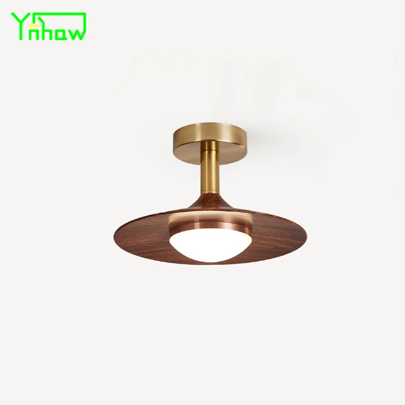 Wabi-Sabi Style Ceiling Light Walnut Color Vintage Lighting for Corridor Entryway Balcony Cloakroom Dining Room Ceiling Light