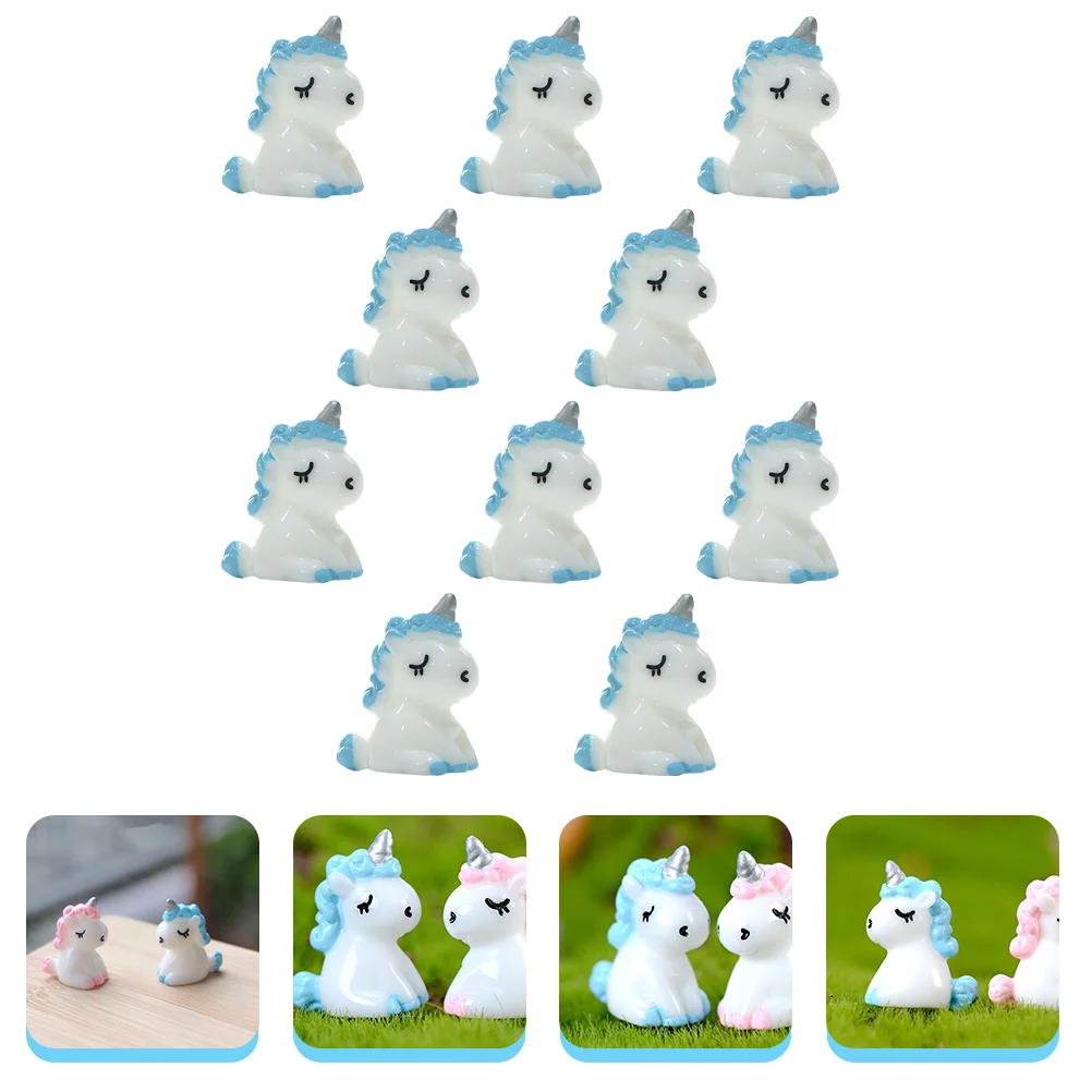 10 Pcs Mini Unicorn Landscape Decor Figurines Animals Miniature Decorations Toy Plant Pots Model Artificial