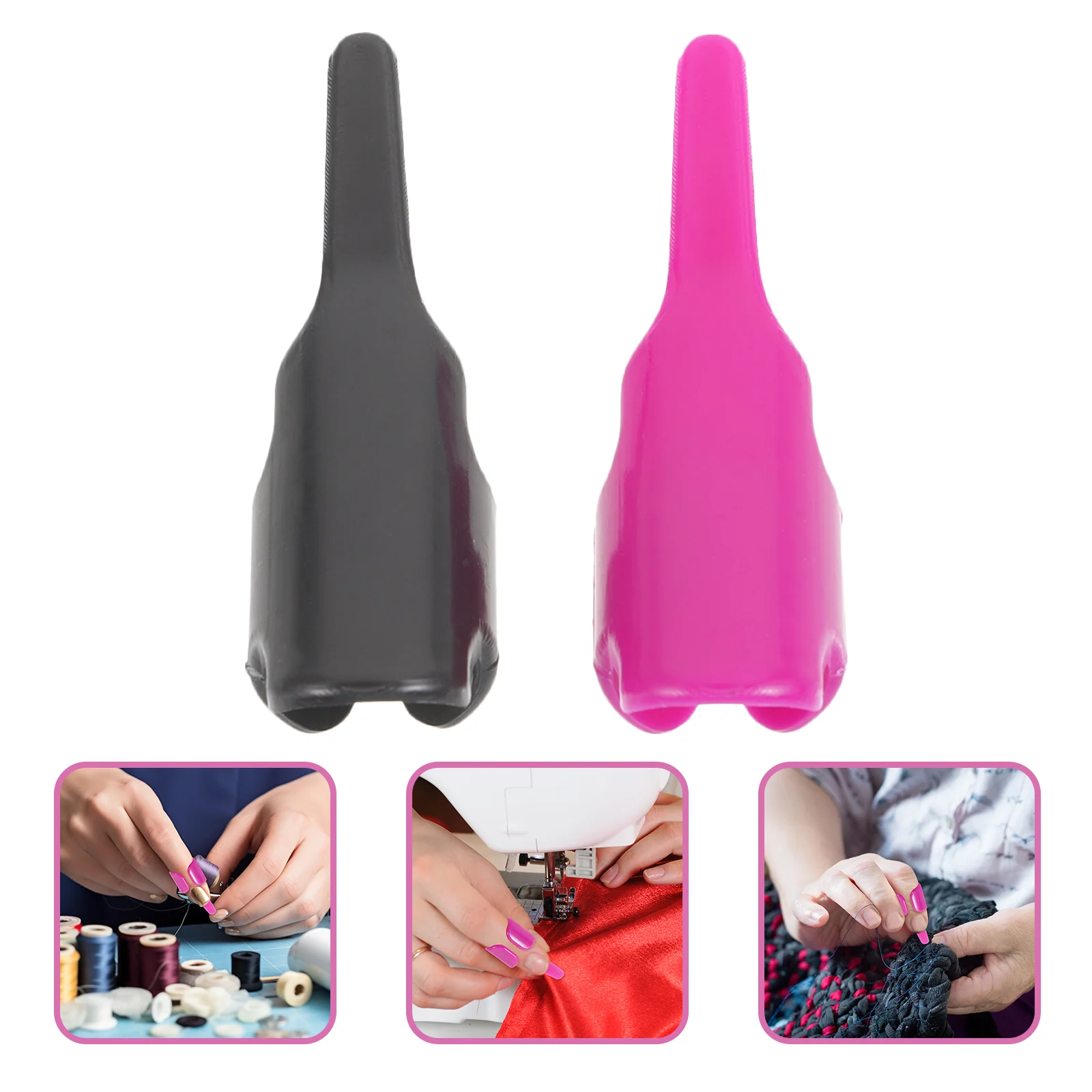 2 Pcs Sewing Finger Cot Thread Controller Fingerthing Stitch Tool Thumb Protector Putter Plastic Home Accessories Tools